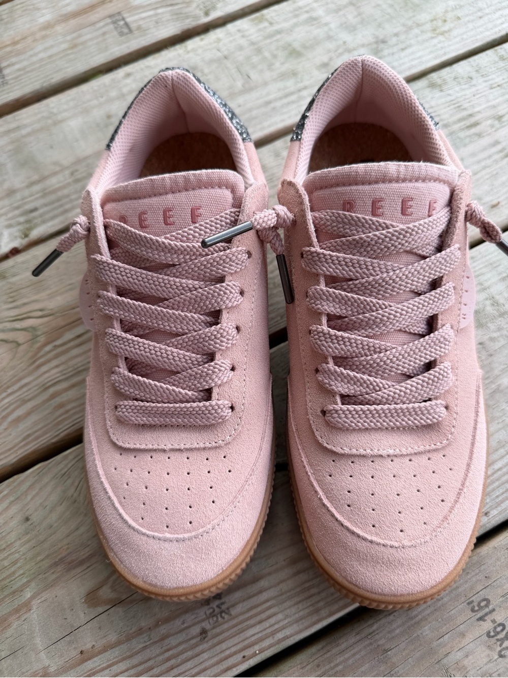 Reef Women’s Blush Pink Suede Lace-Up Sneakers - Picture 2 of 6